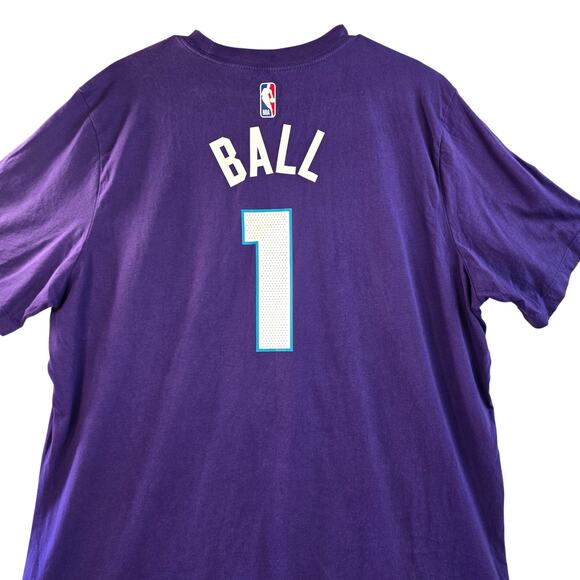 The Nike Tee Air Jordan NBA Hornets Ball 1 Tee Purple Size XL - Picture 2 of 8